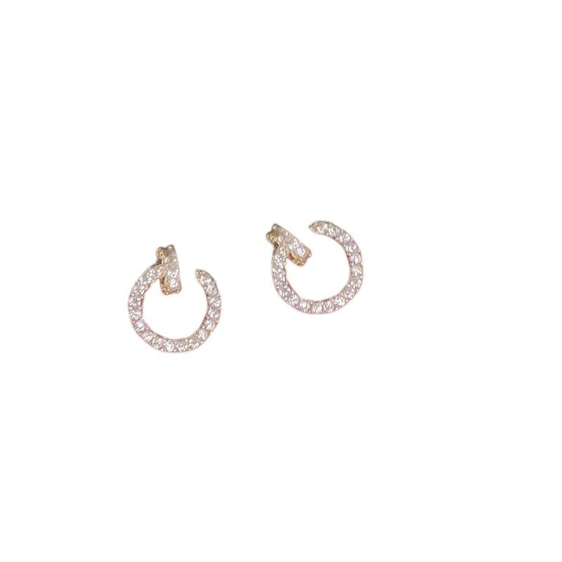 Mini 14K Gold Plated Copper Letter G Micro Pave Zircon Stud Earrings For Women