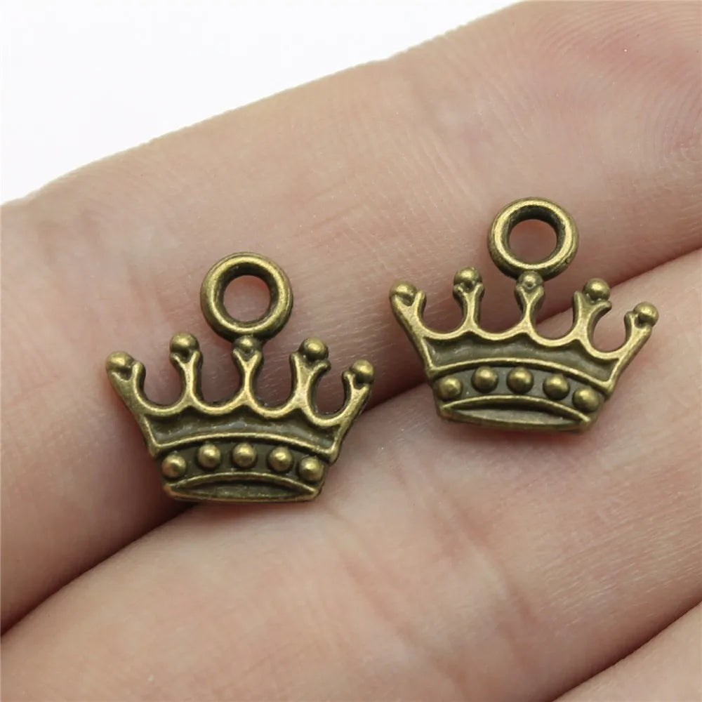 13x14mm 0.8g Multicolor Zinc Alloy Crown Charm Pendant for DIY Necklace Bracelet Jewelry Making