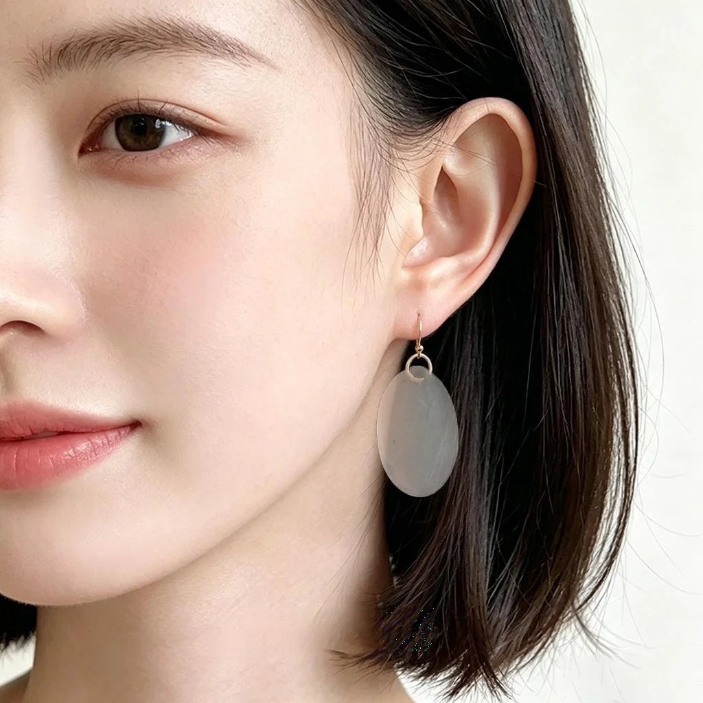Natural Shell Geometric Drop Earrings Minimalist Beach Vacation Style Fashion Jewelry