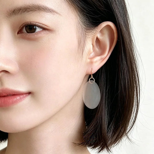 Natural Shell Geometric Drop Earrings Minimalist Beach Vacation Style Fashion Jewelry