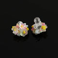 Sweet Colorful Handmade Crystal Beaded Daisy Flower Stud & Clip On No Piercing Vacation Style Earrings