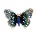 Elegant Butterfly Rhinestone Brooch With Blue Crystal Body, Luxury Animal Lapel Pin Corsage Gift