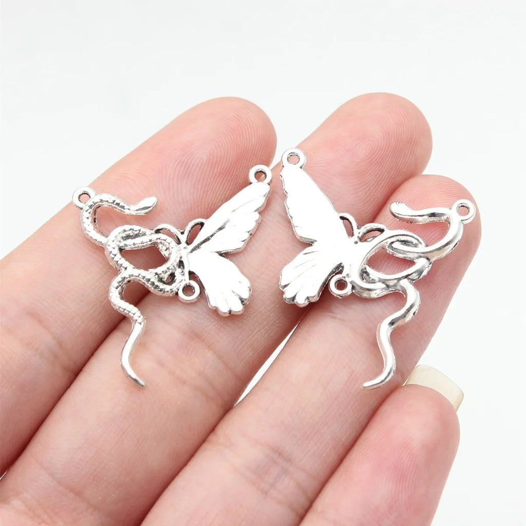 27x26mm 2g Multicolor Zinc Alloy Spirit Snake Butterfly Connector Charm for DIY Bracelet Jewelry Making