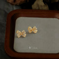 Light Luxury Micro Pave Zircon Bow Stud Earrings Eco-Friendly Copper Cute Minimalist Jewelry