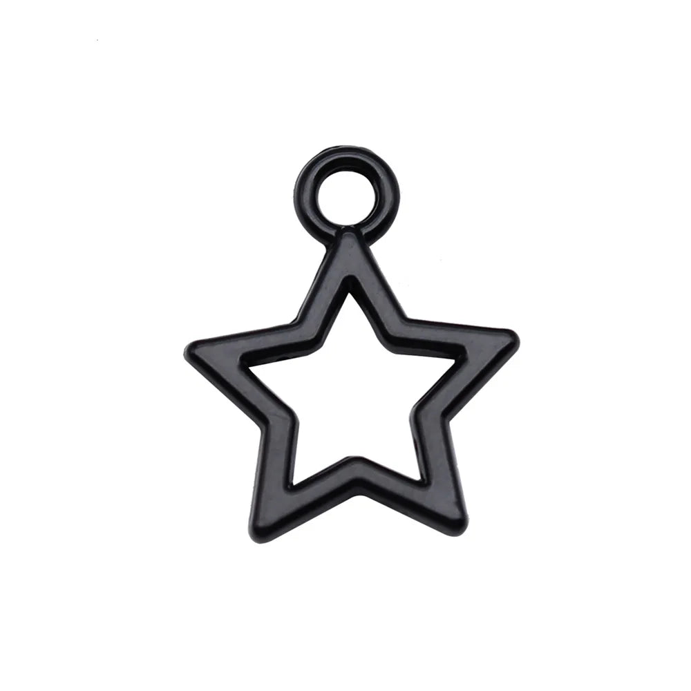 18x21mm 1.4g Electrophoresis Black Zinc Alloy Hollow Five Point Star Charm Pendant for DIY Jewelry Making