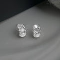 Elegant Glass Cat Eye Stone Half Hoop Zircon Drop Earrings For Commuter Jewelry