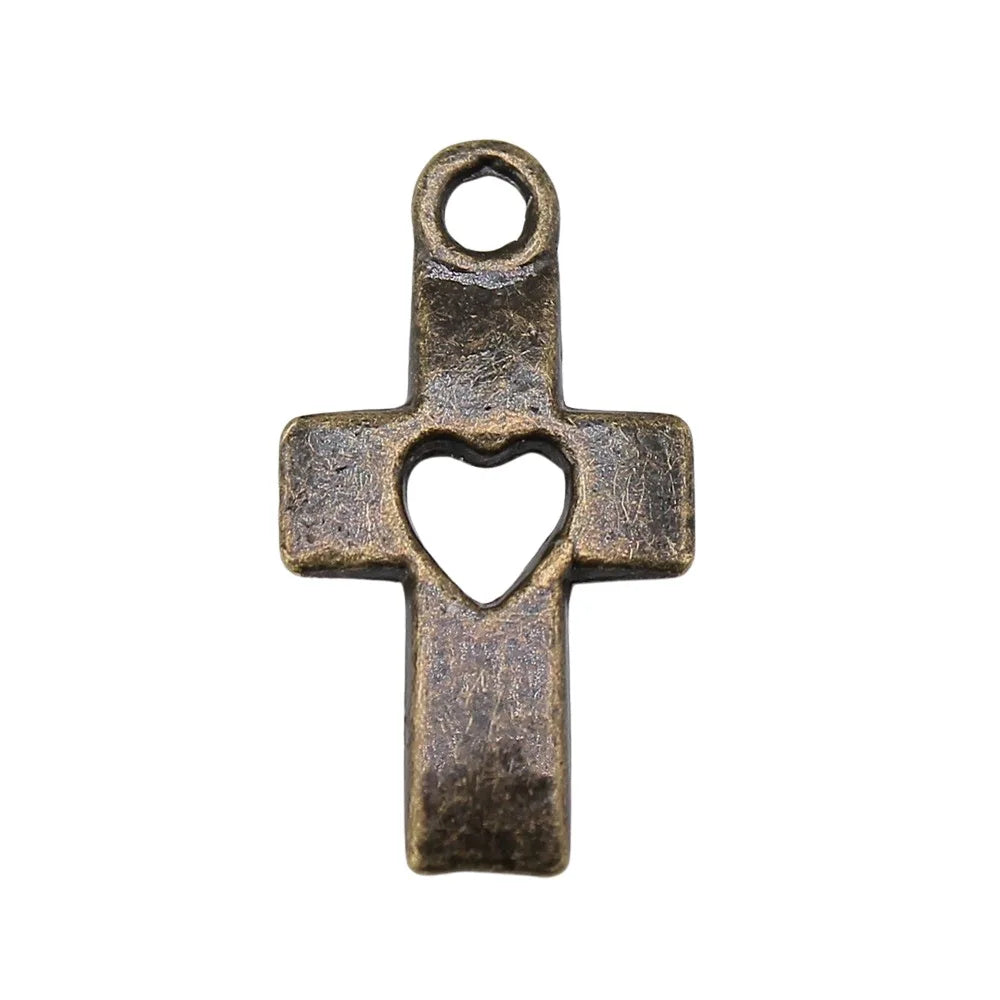 18x10mm 0.9g Multicolor Zinc Alloy Heart Cross charm pendant for DIY bracelet necklace making