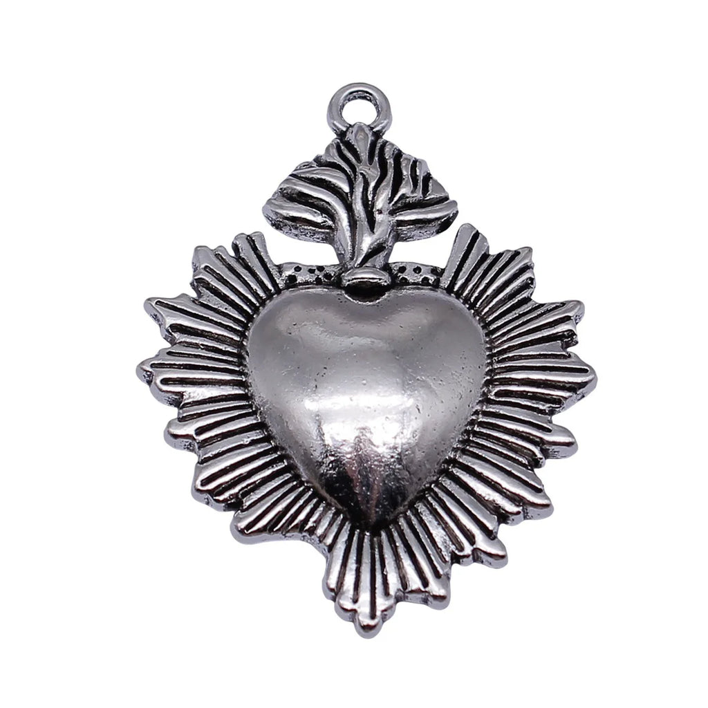 48x36mm 6.1g Antique Silver Zinc Alloy Gothic Heart Charm Pendant for DIY Necklace Jewelry Making
