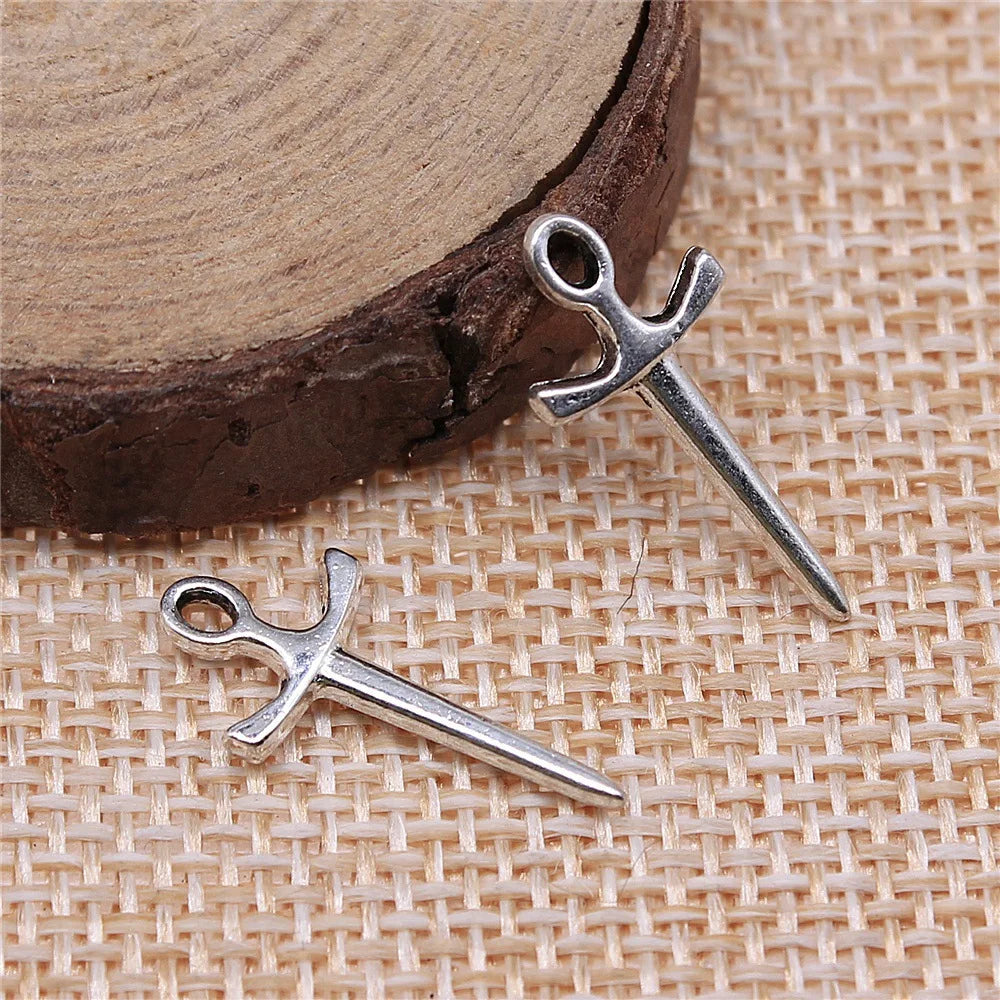 21x10mm 0.5g Multicolor Zinc Alloy Fencing Cross Charm Pendant for DIY Necklace Bracelet Making