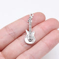 31x11mm 1.5g Antique Silver Zinc Alloy Bass Guitar Charm Pendant for Music Theme DIY Jewelry Making