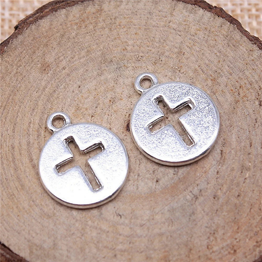 15mm 1.2g Multicolor Zinc Alloy Cross Charm Pendant for DIY Bracelet Necklace Jewelry Making