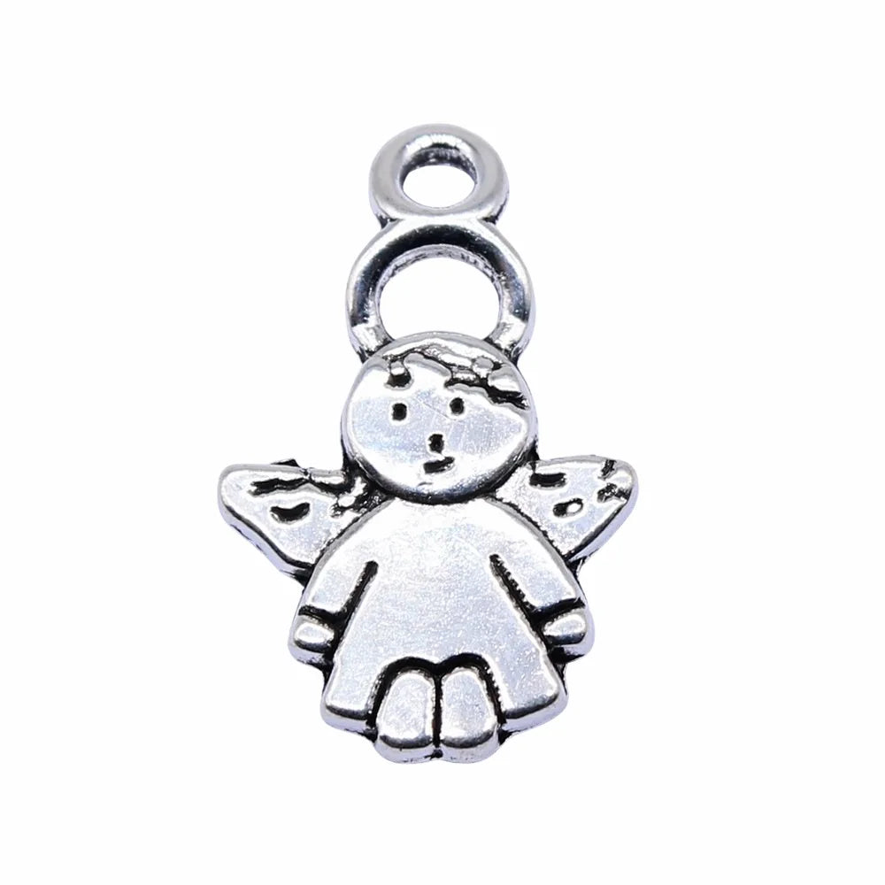 19x13mm 0.8g Antique Silver Zinc Alloy Angel Figure Charm Pendant for DIY Clothing and Jewelry Making