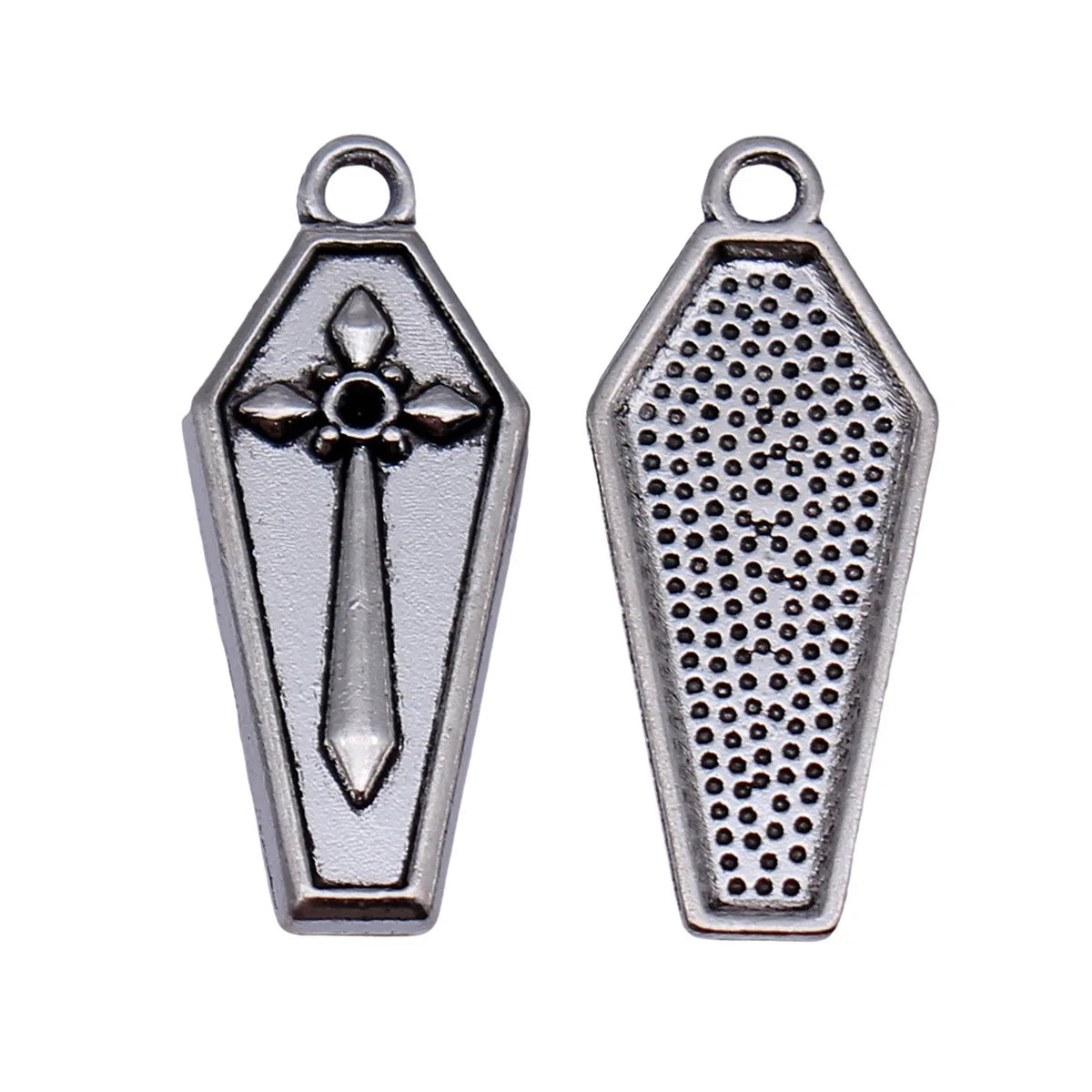 26x11mm 1.2g Antique Silver Zinc Alloy Cross Coffin Lid Charm Pendant for Gothic DIY Jewelry Making