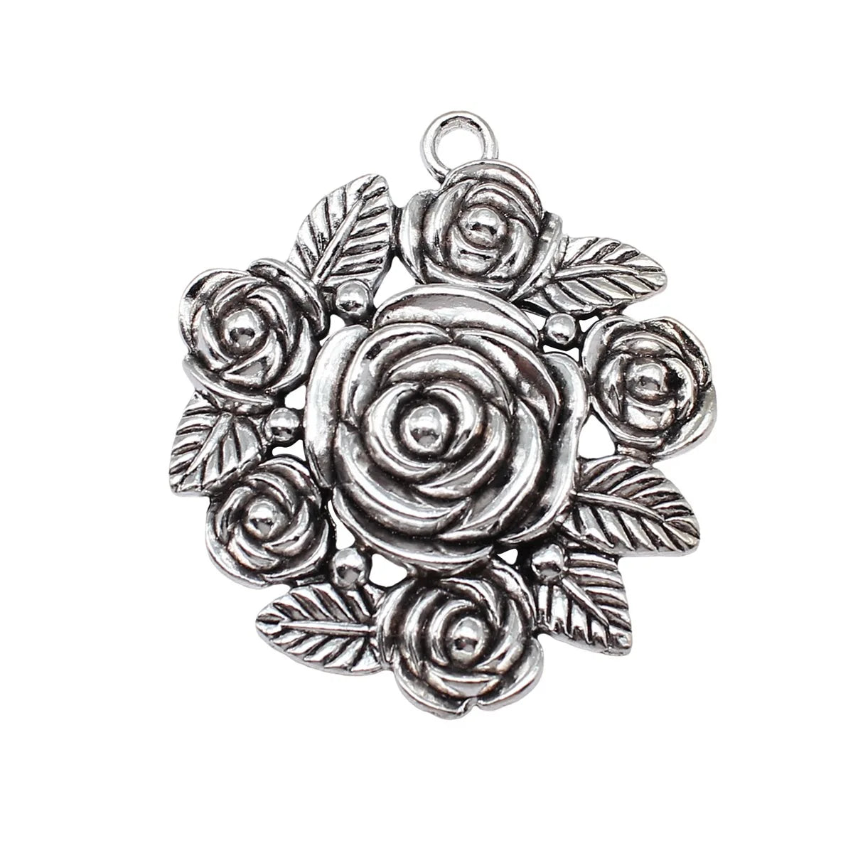 54x62mm 19.1g Antique Silver Zinc Alloy Flower Cluster Charm Pendant for DIY Necklace Jewelry Making