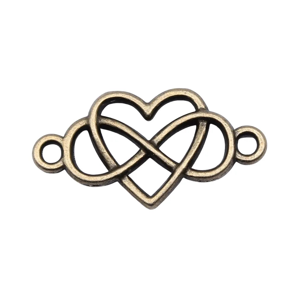 13x25mm 1.2g Zinc Alloy Infinity Heart Connector Charm for DIY Bracelet Necklace Jewelry Making