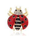 Cute Rhinestone Ladybug Brooch With Enamel Wings, Creative Women's Lapel Pin Corsage Suit Accessory Gift
