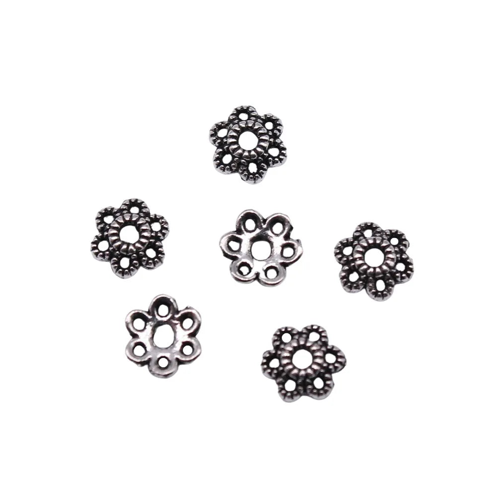 6x6x2mm 0.11g Multi Color Zinc Alloy Flower Bead Caps for DIY Bracelet Necklace Jewelry Making
