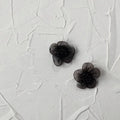 Black Lace Flower Stud Earrings Silver Plated Pin Fashion Commuter Elegant Jewelry