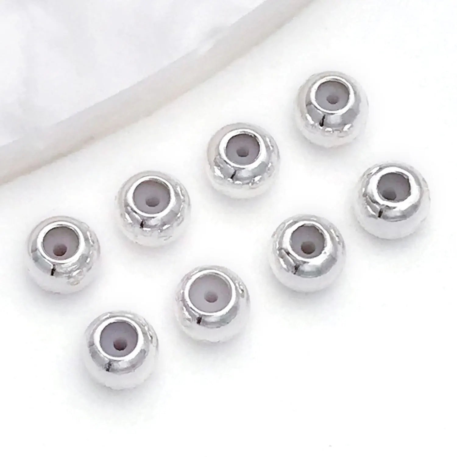 Gold Tone Silicone Round Ball Slider Beads for Adjustable Necklace Bracelet Jewelry Making