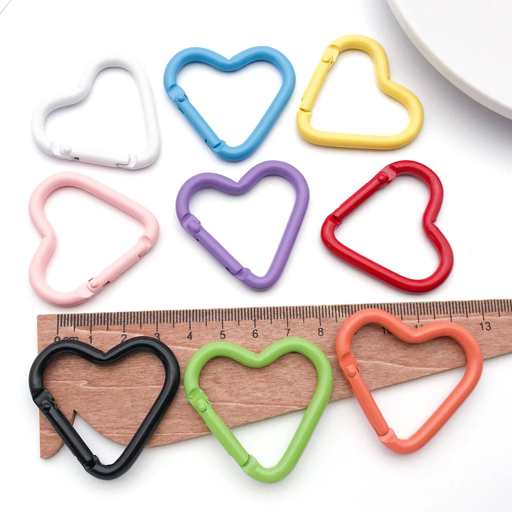 Enamel Zinc Alloy Heart Spring Clasps
