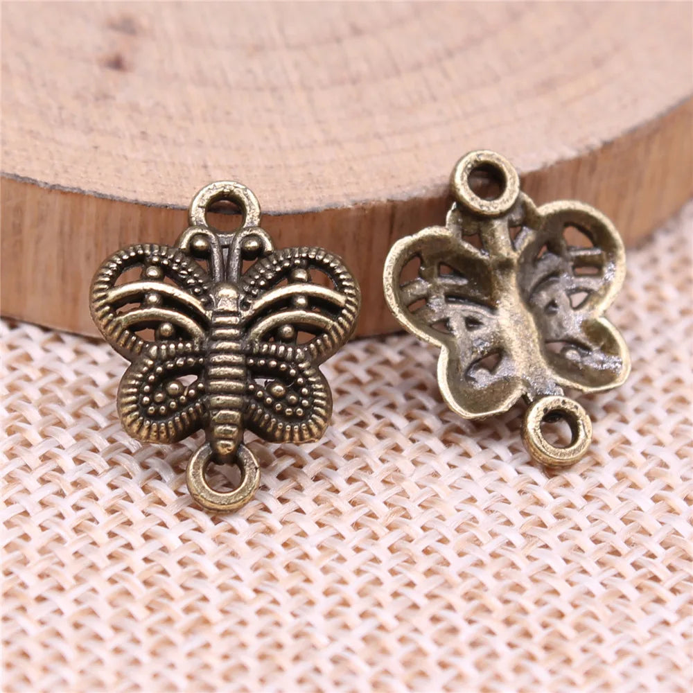 18x15mm 1g Multicolor Zinc Alloy Butterfly Connector Charm Pendant for DIY Bracelet Making