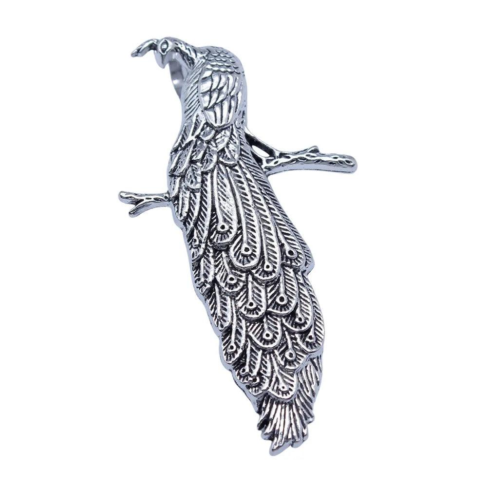 32x60mm 7.5g Antique Silver Zinc Alloy Peacock Charm Pendant for DIY Necklace Bracelet Jewelry Making