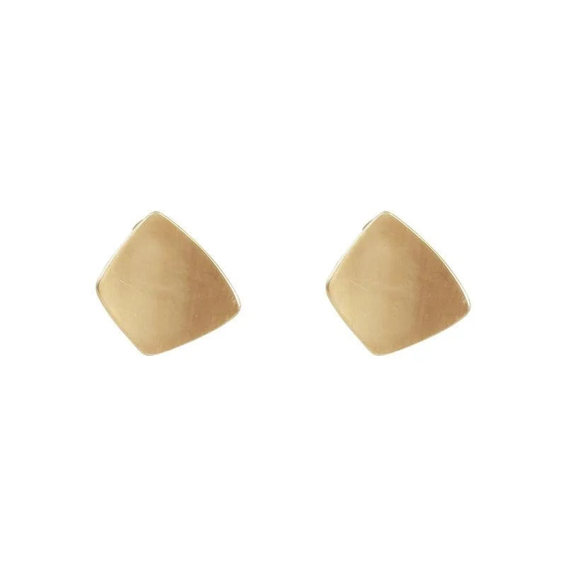 High-End Minimalist Geometric Square Brushed Copper Stud Earrings With Silver Plated Pins