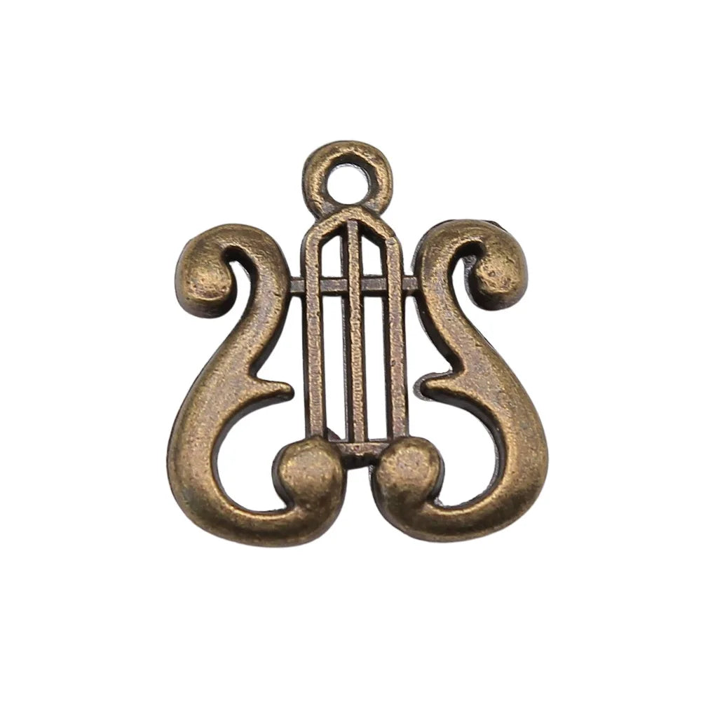 17x16mm 1.9g Multicolor Zinc Alloy Musical Instrument Charm Pendant for DIY Music Theme Jewelry