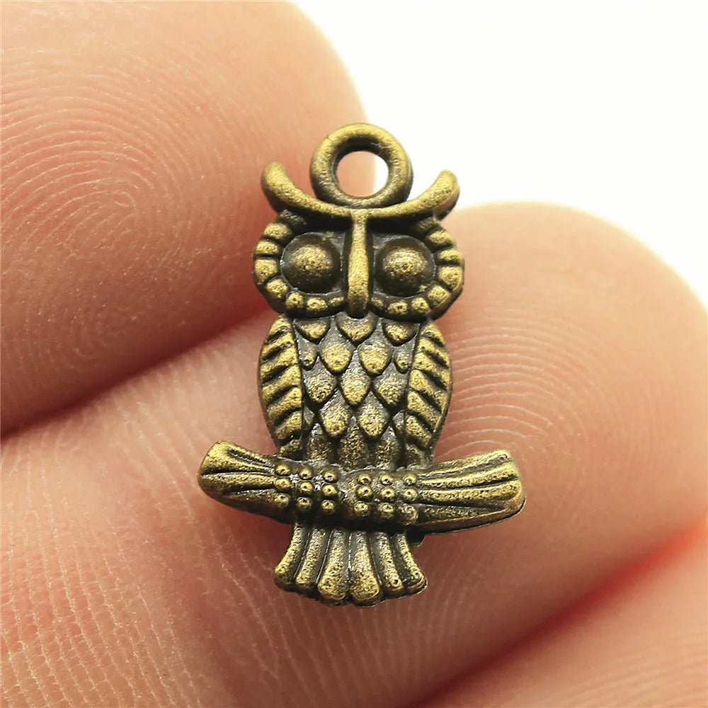 19x12mm 1.3g Multi Color Zinc Alloy Double Sided Owl Cat Charm Pendant for DIY Jewelry Making