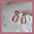 Sweet 14K Plated Metal Square Geometric Stud Earrings For Women