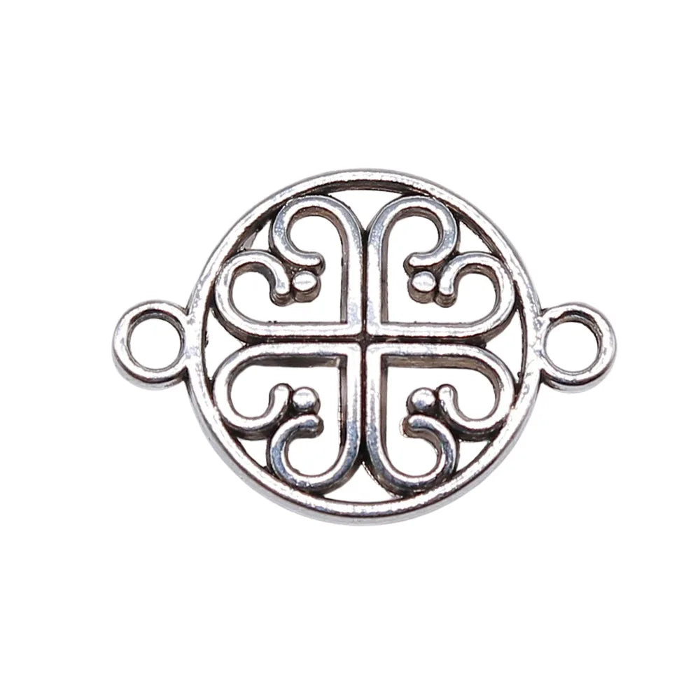 15x20mm 1.2g Antique Silver Zinc Alloy Flower Filigree Connector Charm for DIY Jewelry Making