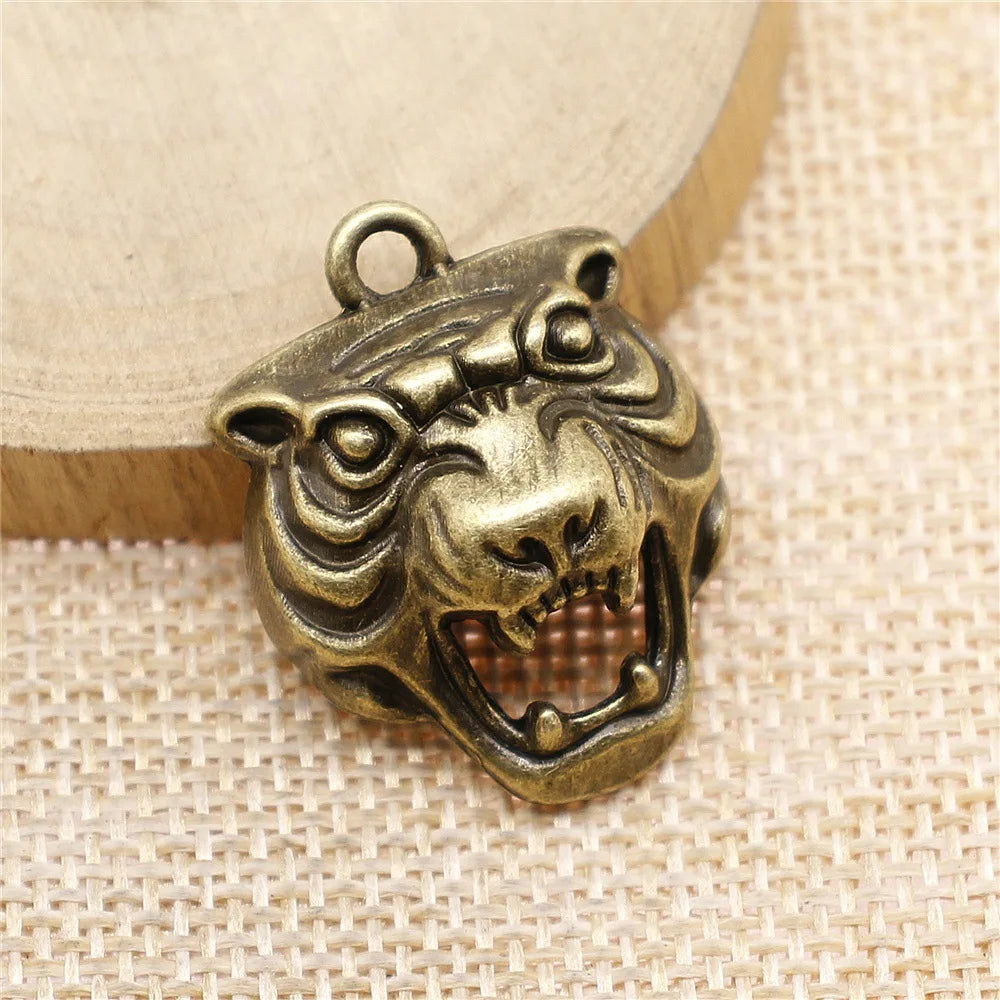 31x24x10mm 6g Zinc Alloy 3D Tiger Head Charm Pendant for DIY Necklace Bracelet Jewelry Making