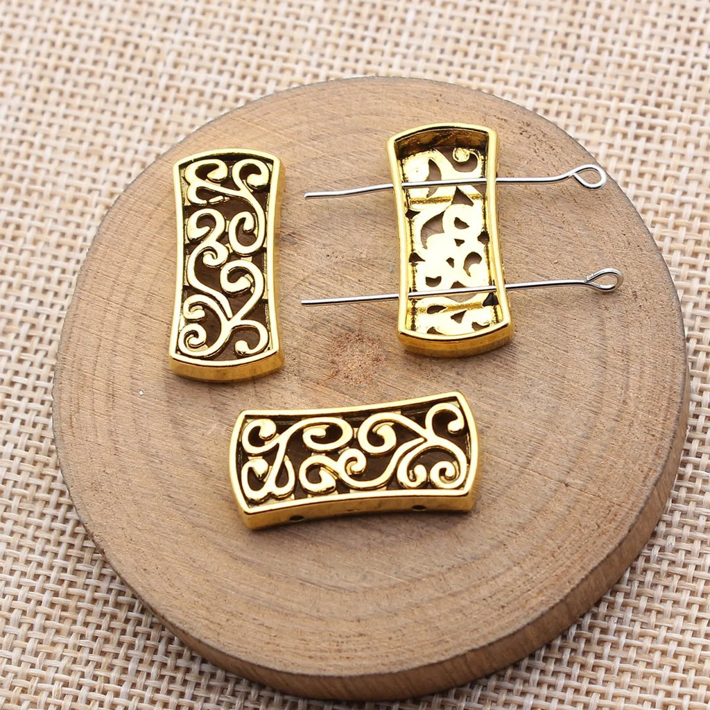 25x12mm 2.5g Zinc Alloy Ethnic Pattern Two Hole Bead Connector Charm for DIY Bracelet Making