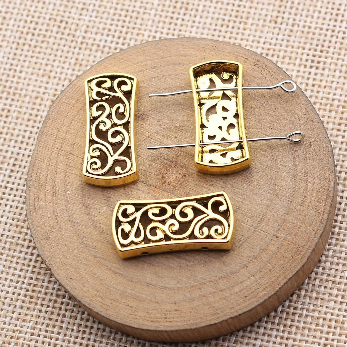 25x12mm 2.5g Zinc Alloy Ethnic Pattern Two Hole Bead Connector Charm for DIY Bracelet Making