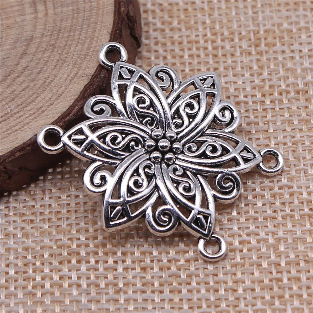 33x31mm 4.6g Multicolor Zinc Alloy Flower Four Hole Body Chain Connector Charm for DIY Body Jewelry
