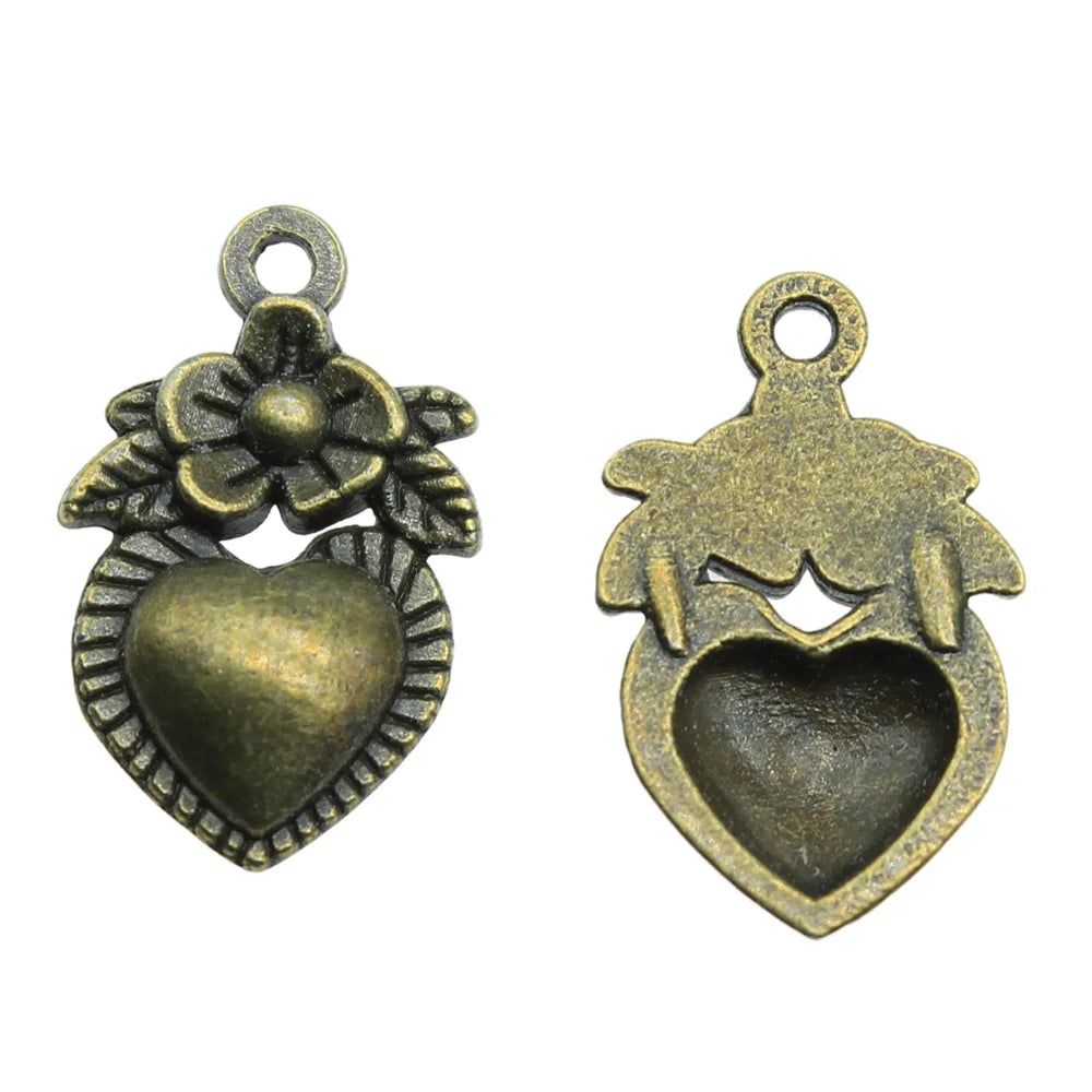 11x18mm 0.8g Multicolor Zinc Alloy Flower Heart charm pendant for DIY necklace bracelet making