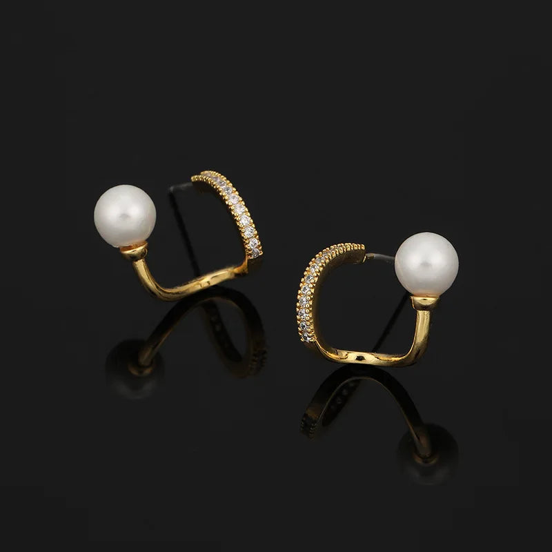 Elegant Pearl Spiral Coil Zircon Alloy Stud & Clip On No Piercing Sweet Luxury Women's Earrings