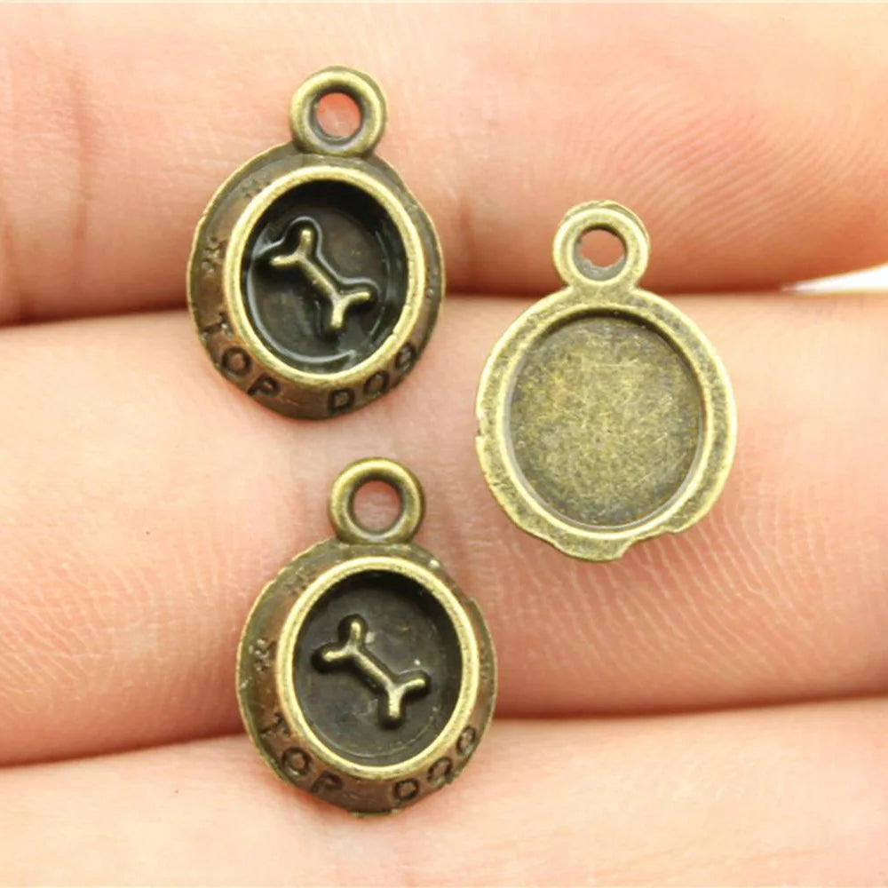 15x10mm 0.9g Multicolor Zinc Alloy Dog Bowl Charm Pendant for DIY Pet Theme Jewelry Making
