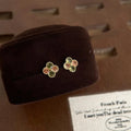 Mini 14K Gold Plated Copper Micro Pave Zircon Geometric Flower Stud Earrings For Women