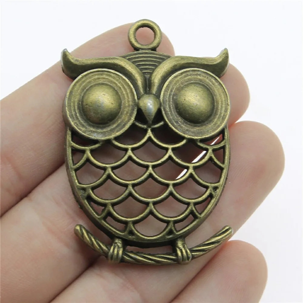 51x35mm 11g Multicolor Zinc Alloy Owl Cat Charm Pendant for DIY Necklace Bracelet Making