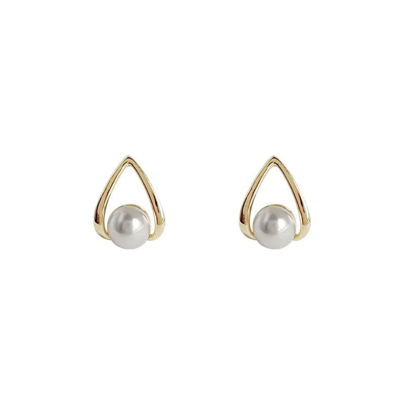 14K Plated Copper Waterdrop Stud Earrings Minimalist Korean Style Small Geometric Jewelry