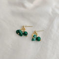 Handmade Vintage Chinese Style Synthetic Malachite Round Geometric Drop Earrings For Women