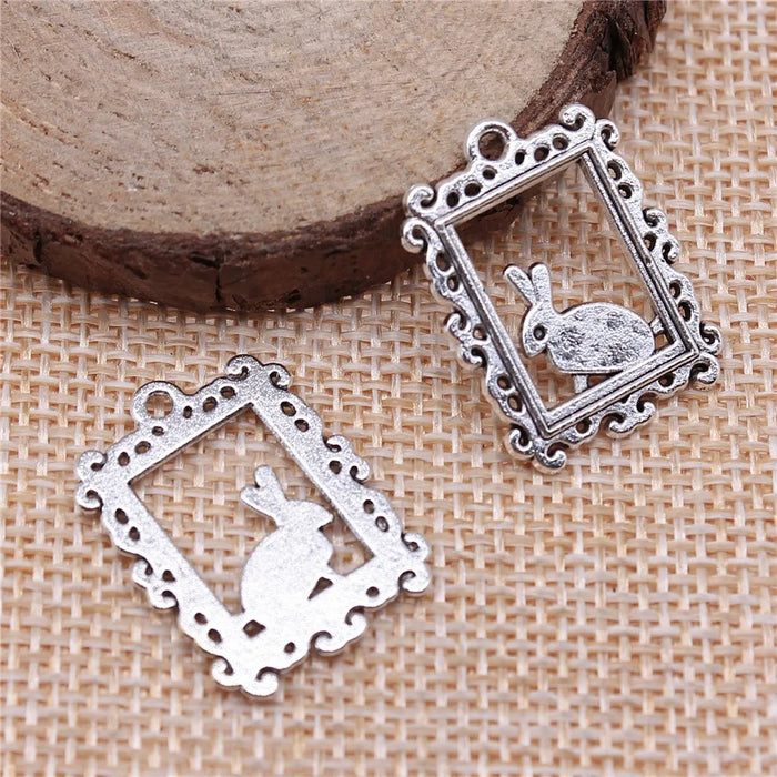 24x17mm 1.5g Multicolor Zinc Alloy Rabbit Photo Frame Charm Pendant for DIY Necklace Bracelet Crafts