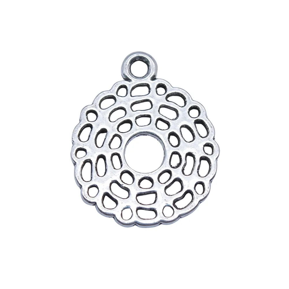 15x18mm 0.65g Antique Silver Zinc Alloy Seven Chakra Charm Pendant for DIY Spiritual Jewelry Making