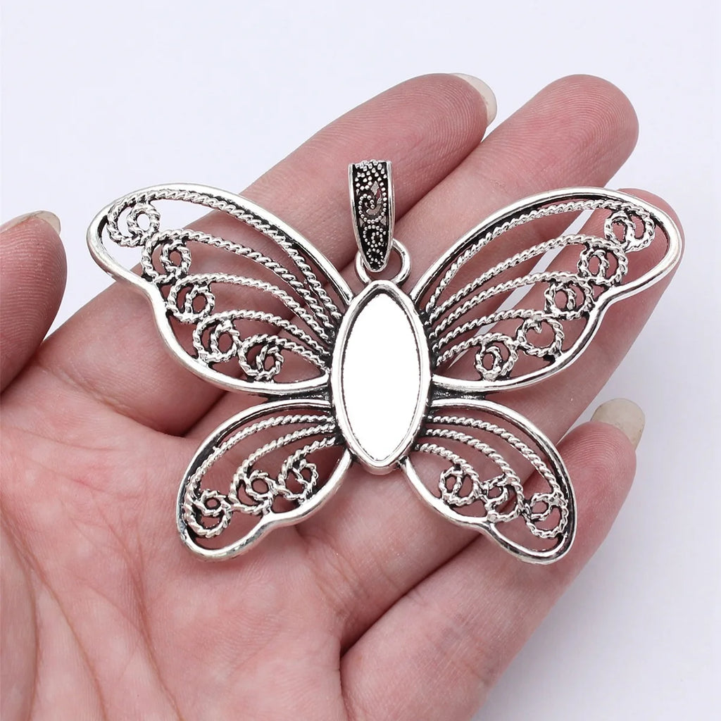 76x49mm 14.7g Antique Silver Zinc Alloy Butterfly Charm Pendant for DIY Necklace Bracelet Making