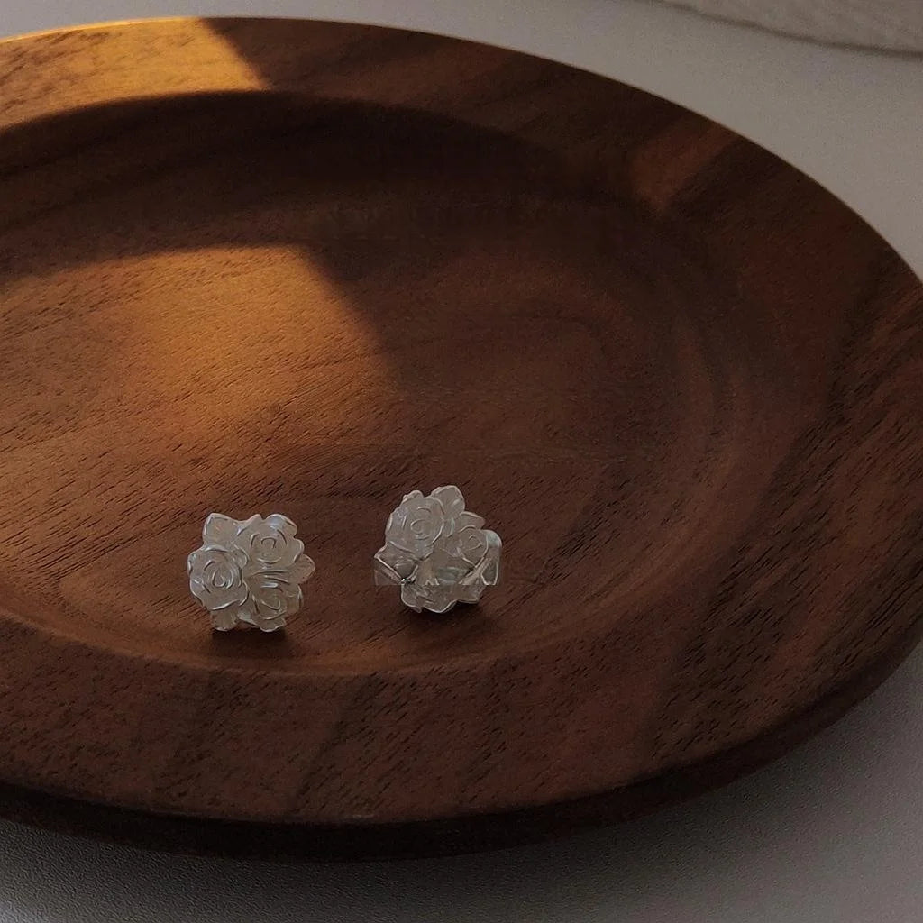 Sweet Resin Rose Flower Stud Earrings Minimalist Spring Summer Jewelry