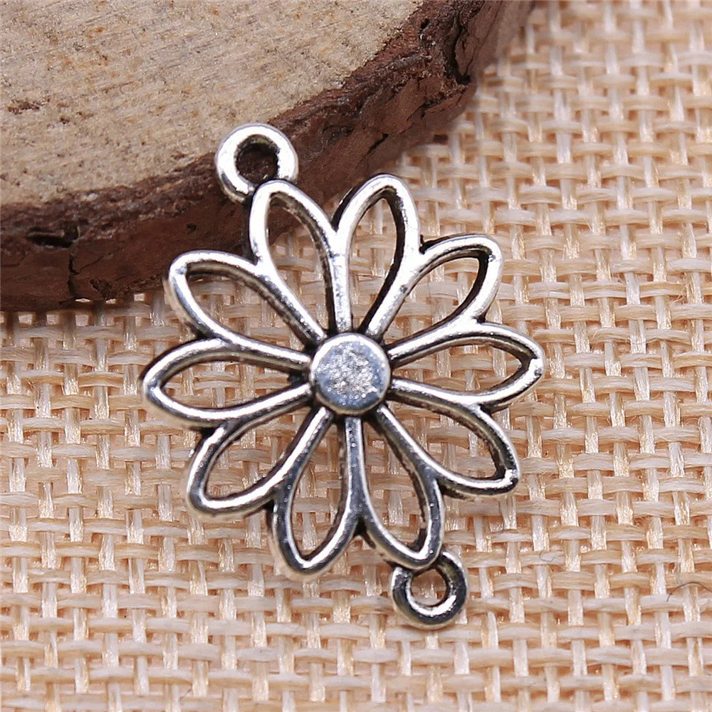 25x19mm 1.1g Multicolor Zinc Alloy Flower Connector Charm for DIY Bracelet Necklace Jewelry Making