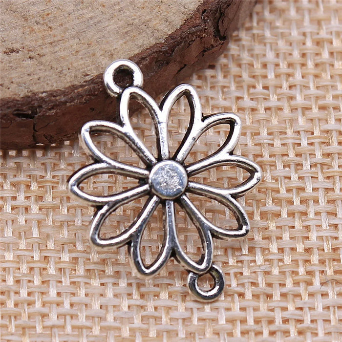 25x19mm 1.1g Multicolor Zinc Alloy Flower Connector Charm for DIY Bracelet Necklace Jewelry Making