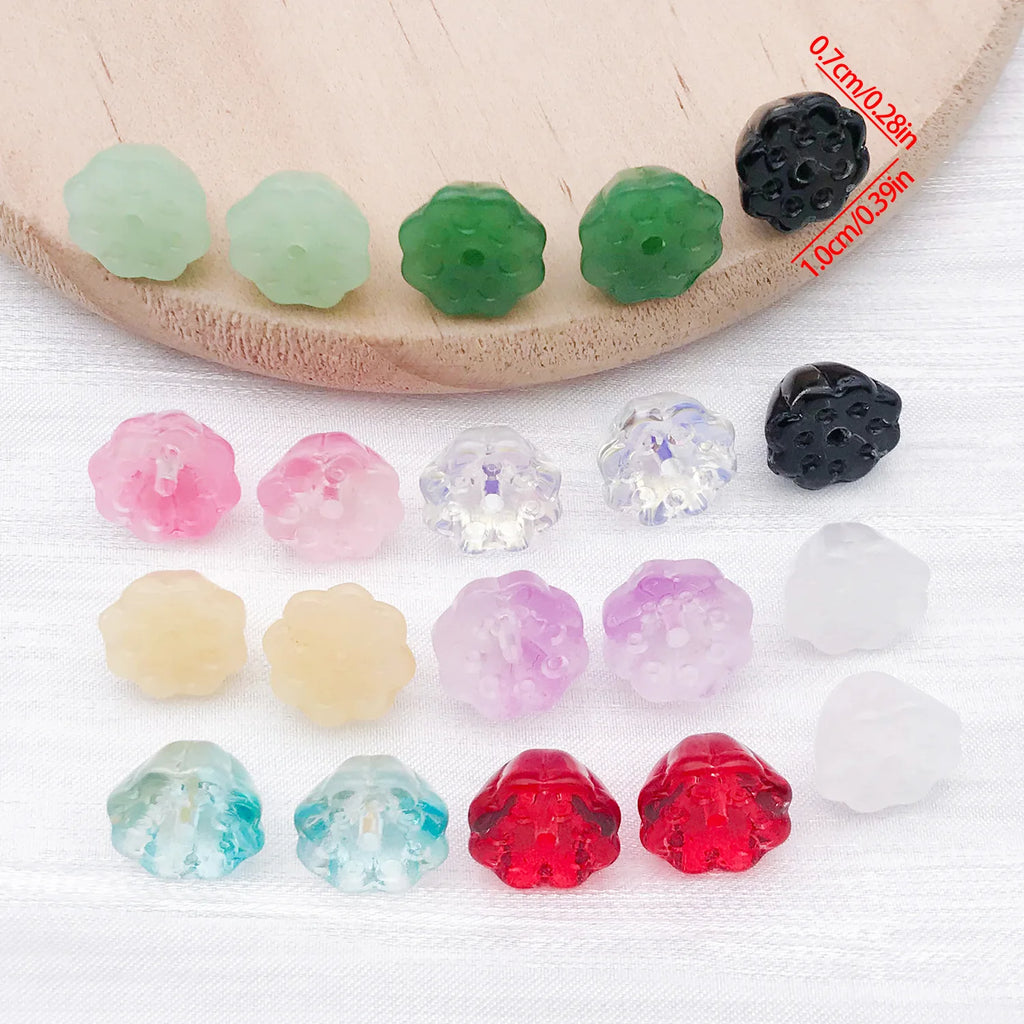 Transparent Glass Lotus Pod Bead Charm Pendant for Bracelet and Necklace Jewelry Making