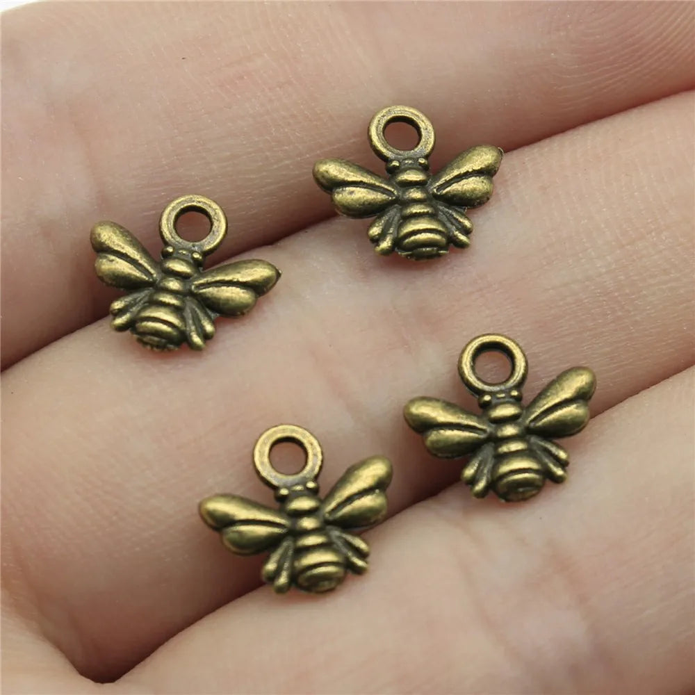 10x11mm 0.4g Multicolor Zinc Alloy Small Bee Charm Pendant for DIY Necklace Bracelet Jewelry Making
